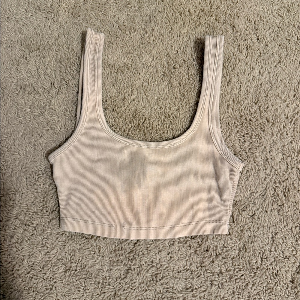Zara Tan Fitted Crop Tank Top